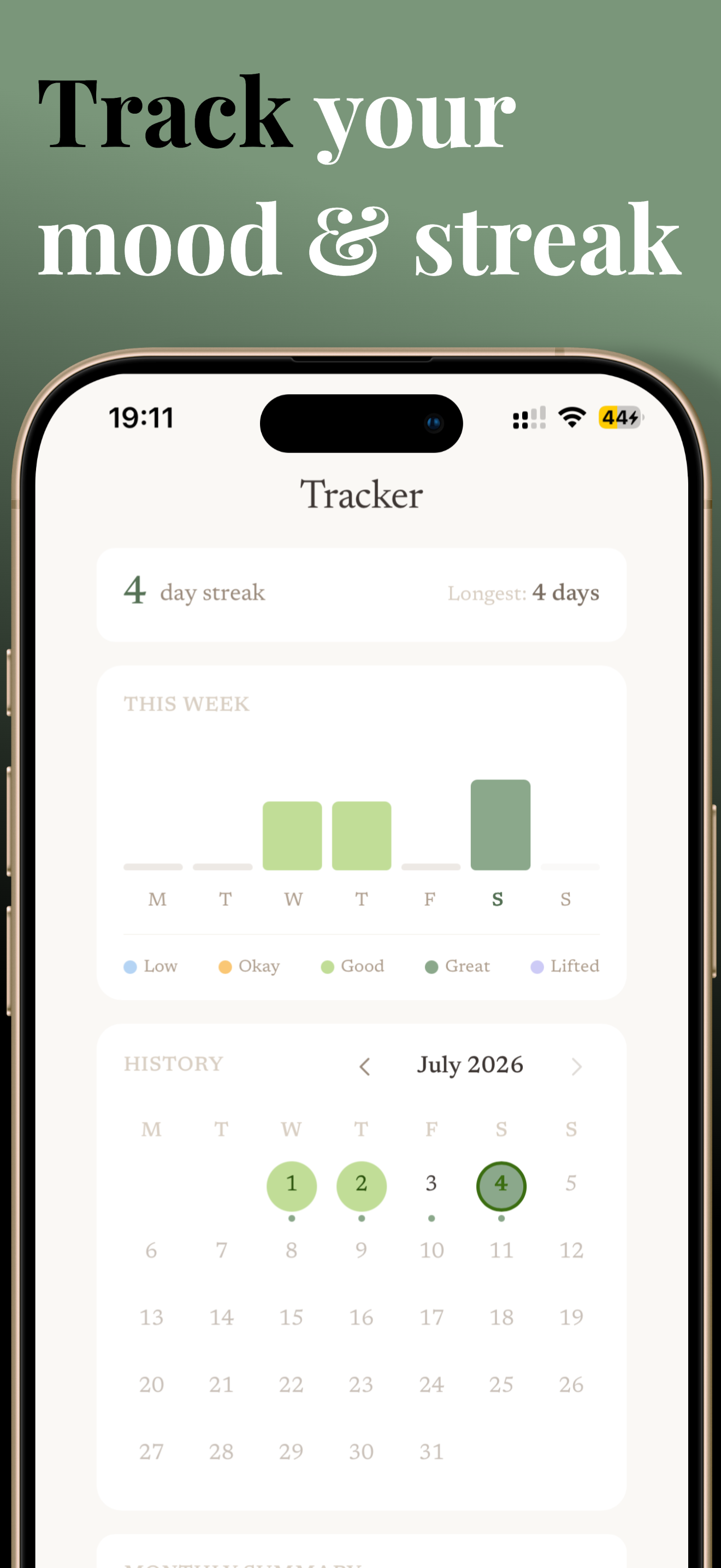 Track your mood and streak